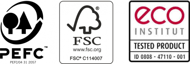 Dveře a zárubně PRÜM navíc disponují certifikátem zdravotní nezávadnosti ECO a certifikáty PEFC a FSC.