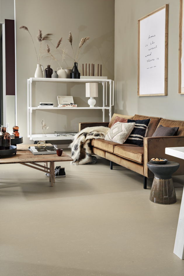 Podlahová krytina Marmoleum Home (Forbo Flooring Systems), přírodní linoleum vhodné pro bytové využití, H80, tloušťka 2,5 mm, šířka role 200 cm, cena 789 Kč/m2, WWW.FORBO-FLOORING.CZ