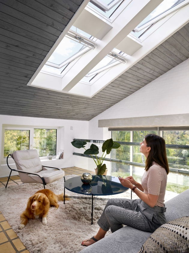 Elektricky ovládaná střešní okna INTEGRA® (VELUX) s možností napojení do chytrého systému ACTIVE with NETATMO, cena na dotaz, WWW.VELUX.CZ 