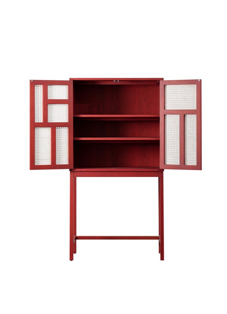 Vysoká skříňka Air Cabinet (Design House Stockholm), designér Mathieu Gustafsson, dubový rám, rozměr 80 × 154 × 38 cm