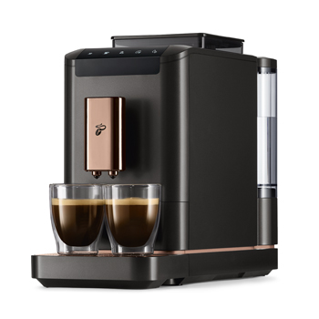Automatický kávovar Esperto2 Caffè, současná příprava dvou šálků, tlak 19 barů, objem nádoby na vodu 1,4 l, programovatelné množství nápoje, cena 7 999 Kč