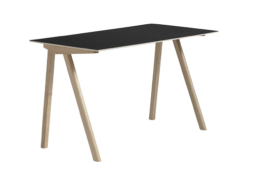 Pracovní stůl CPH90, deska černé linoleum, nohy lakovaný dub, cena 22 074 Kč