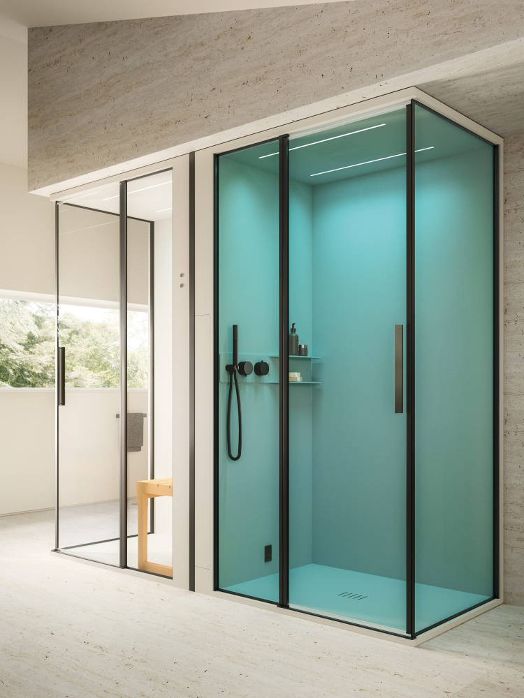 GLASS SKYFALL COMBI SHOWER STEAM+INFRASAUNA